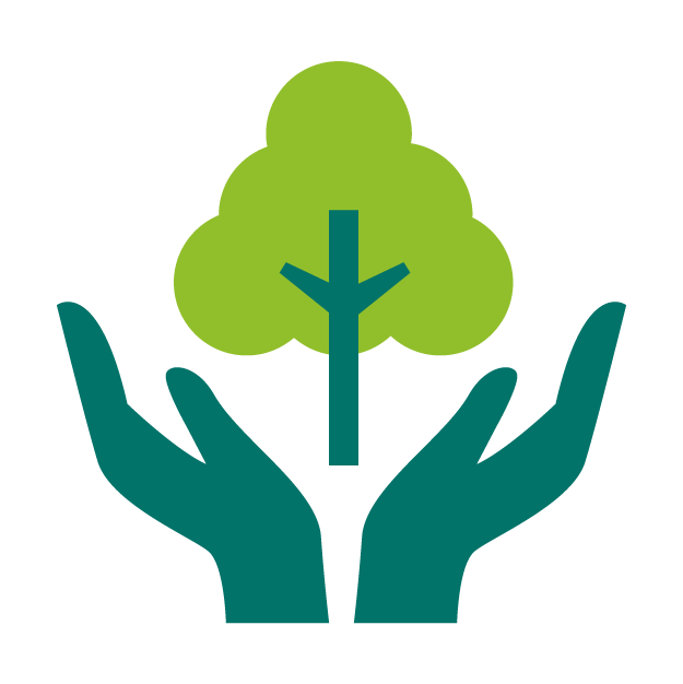 icon of tree and hands